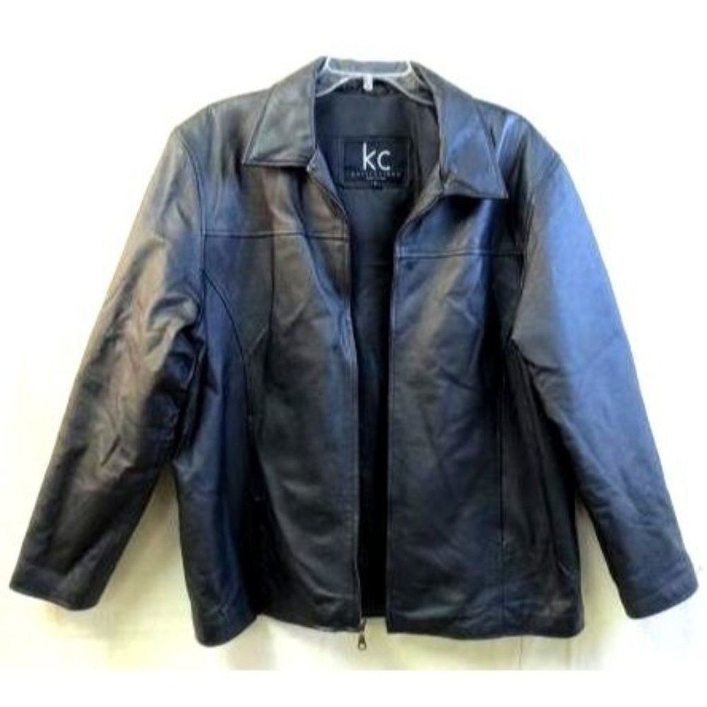 KC Collections Women's Large Black Leather Jacket